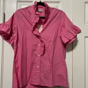 Mille Pink Ruffled Button Down Shirt